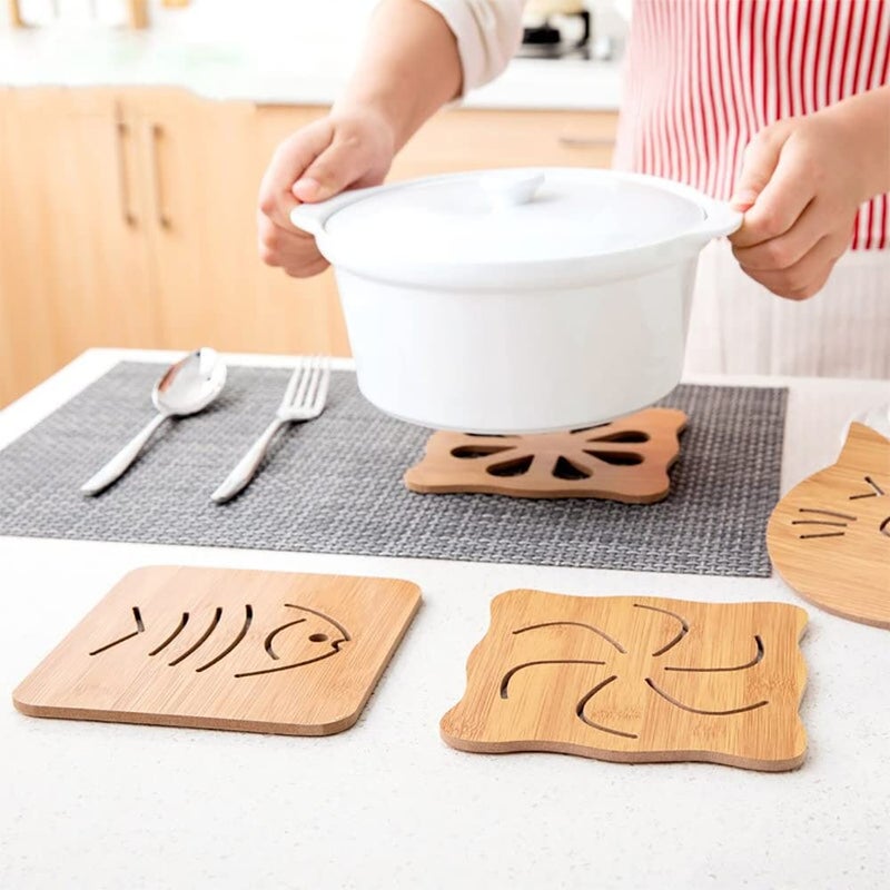 pepplo Wooden Coasters for Drinks,Wooden Squares Coasters Wood Coasters for Glasses, Table Protection 14Cm (Random Pattern, Set of 8) - Image 4
