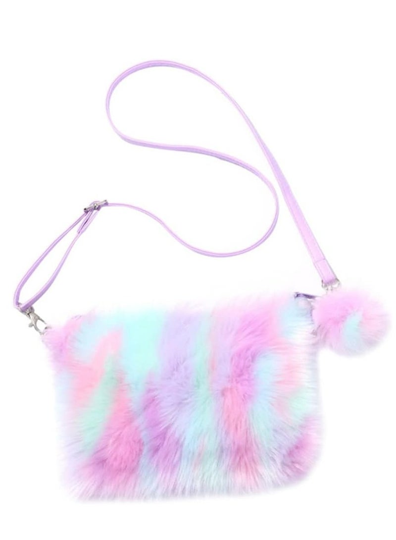Oasisgalore 1pc Plush Fuzzy Unicorn Shoulder Bag - Crossbody Bag for Girls & Women - Image 1