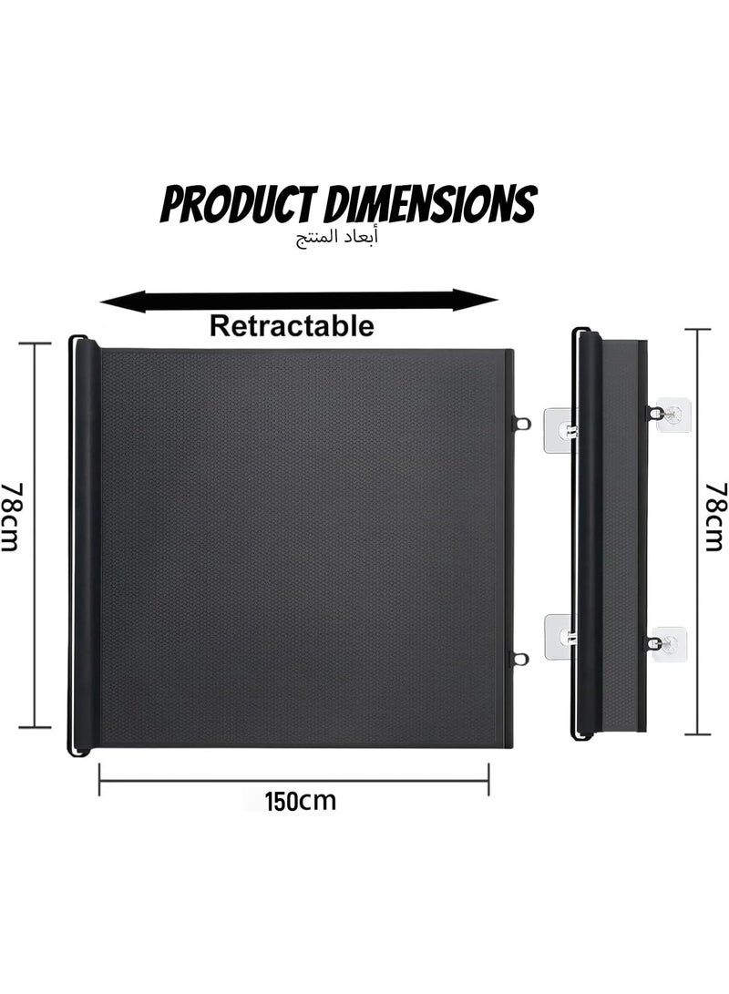 Aimayapet Retractable Baby Gate, Safety Mesh Baby and Pet Gate 78cm Tall, Extends up to 150cm Wide, Extra Wide  Baby Safety Gates Toddler Play Fence  for Stairs Doorways Hallways, Pet Dog Gate Cat Gate - Image 2