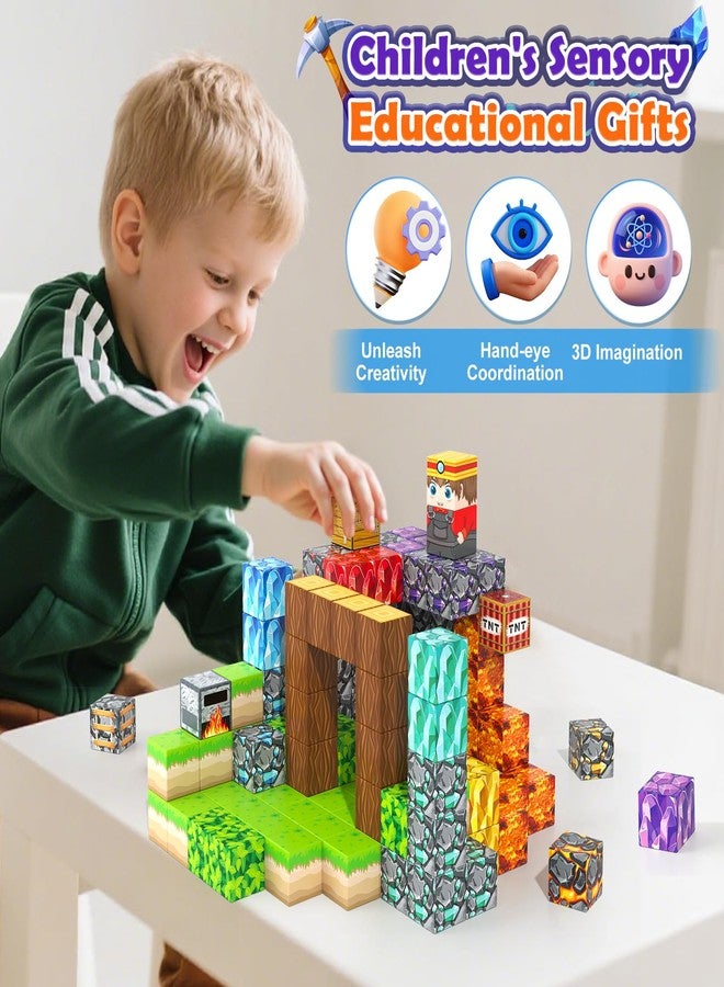 Gooidea Magnetic Blocks -150 Magnetic Building Blocks STEM Toy, Stacking Mine Magnet World Craft Cubes for Kids, Game Gift for Boys Girls Age 3-5 5-7 4-8 8-12 - Image 3