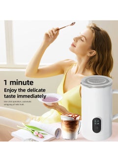YZMA GLOBAL Milk Frother, 4-in-1 Electric Milk Steamer, Automatic Hot and Cold Foam Maker, 12 oz/350ml Detachable Milk Steamer for Latte, Cappuccinos, Macchiato, Hot Chocolates, 400W White  - Image 4