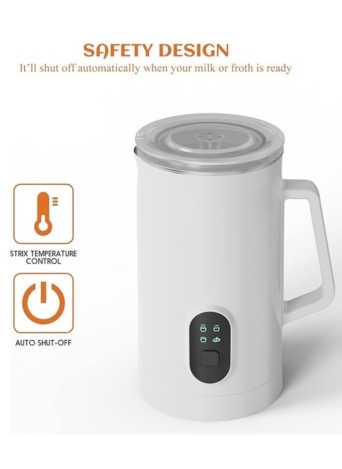 YZMA GLOBAL - Milk Frother, 4-in-1 Electric Milk Steamer, Automatic Hot and Cold Foam Maker, 12 oz/350ml Detachable Milk Steamer for Latte, Cappuccinos, Macchiato, Hot Chocolates, 400W White - Image 1