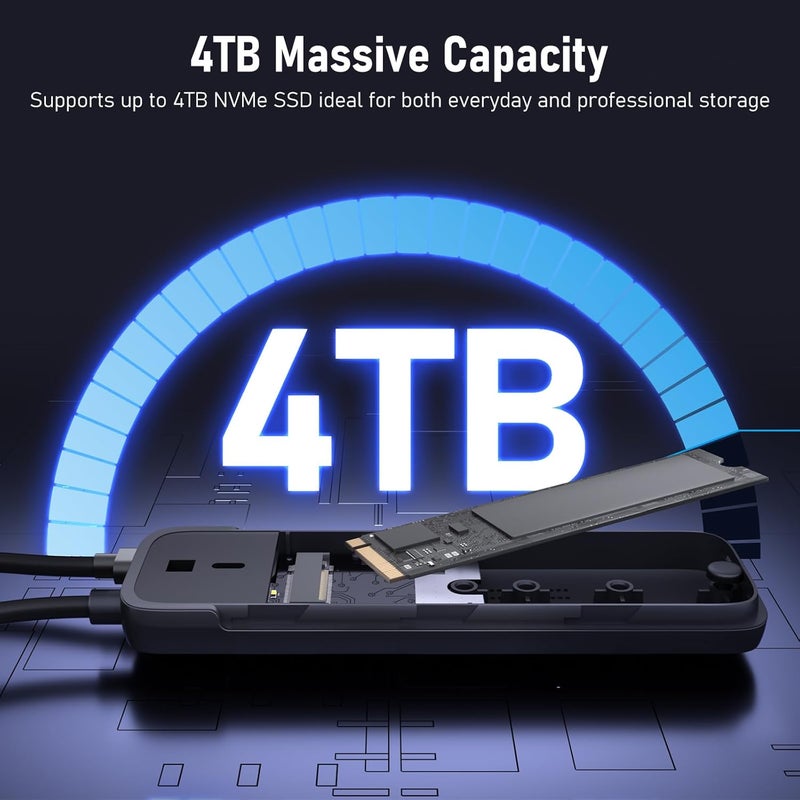 Lemorele حاوية SSD NVMe M.2، 10Gbps USB-C 3.2 Gen 2 محول حاوية خارجية PCIe، بدون أدوات، لدعم محركات الأقراص الصلبة M-Key و B&M Key 2230/2242/2260/2280، شريحة Realtek RTL9210 - Image 5