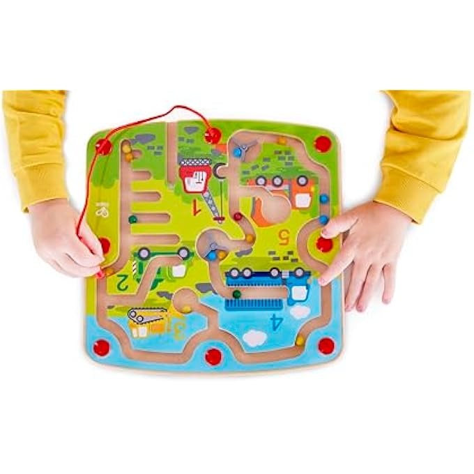 , WOODEN CONSTRUCTION & NUMBER MAGNETIC MAZE, LEARNING & EDUCATIONAL TOYS, PROBLEM SOLVING AND SKILLS COORDINATION, MULTICOLOR - Image 5