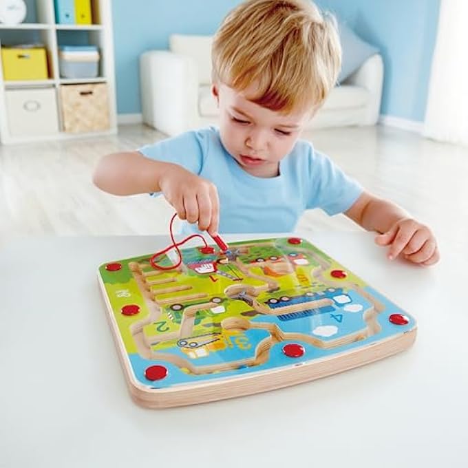 , WOODEN CONSTRUCTION & NUMBER MAGNETIC MAZE, LEARNING & EDUCATIONAL TOYS, PROBLEM SOLVING AND SKILLS COORDINATION, MULTICOLOR - Image 4