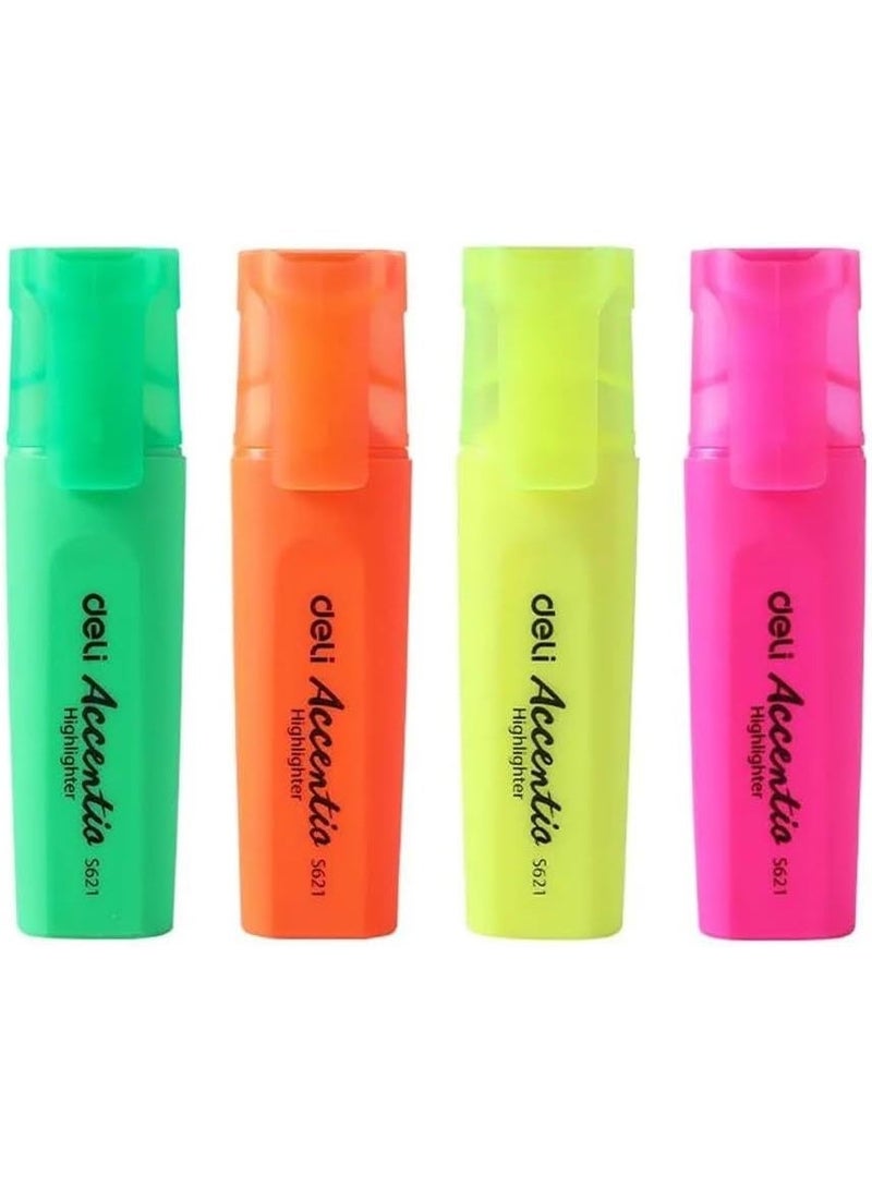 ديلي Deli Highlighter Chisel Colours Multicolour Pack of 4 - Image 4