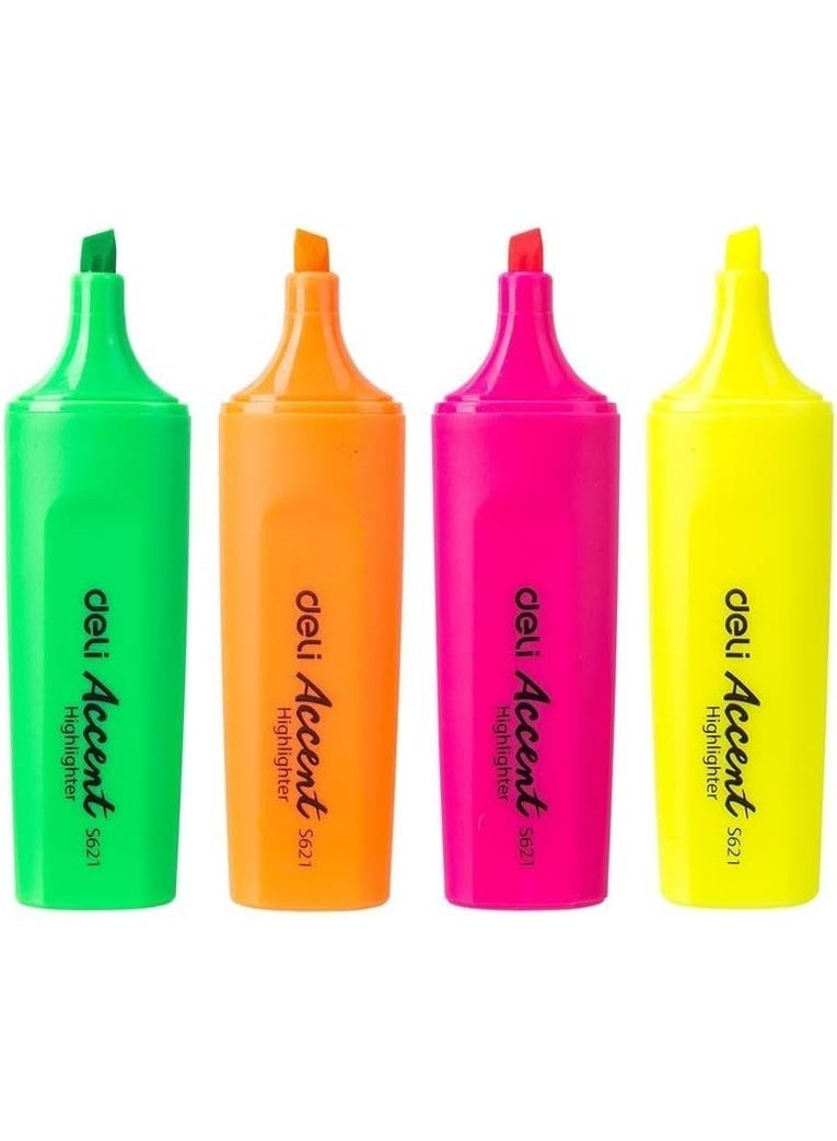 ديلي Deli Highlighter Chisel Colours Multicolour Pack of 4 - Image 3