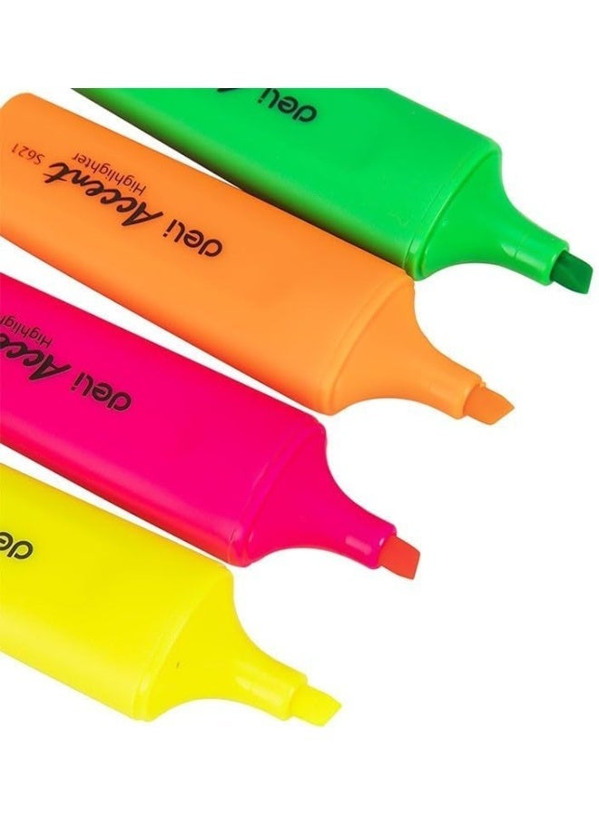 ديلي Deli Highlighter Chisel Colours Multicolour Pack of 4 - Image 2