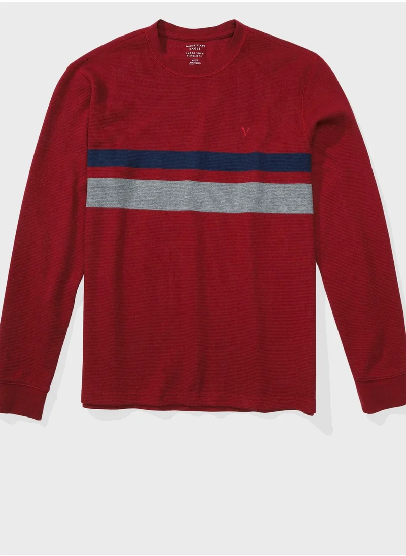 American Eagle Striped Crew Neck T- Shirt