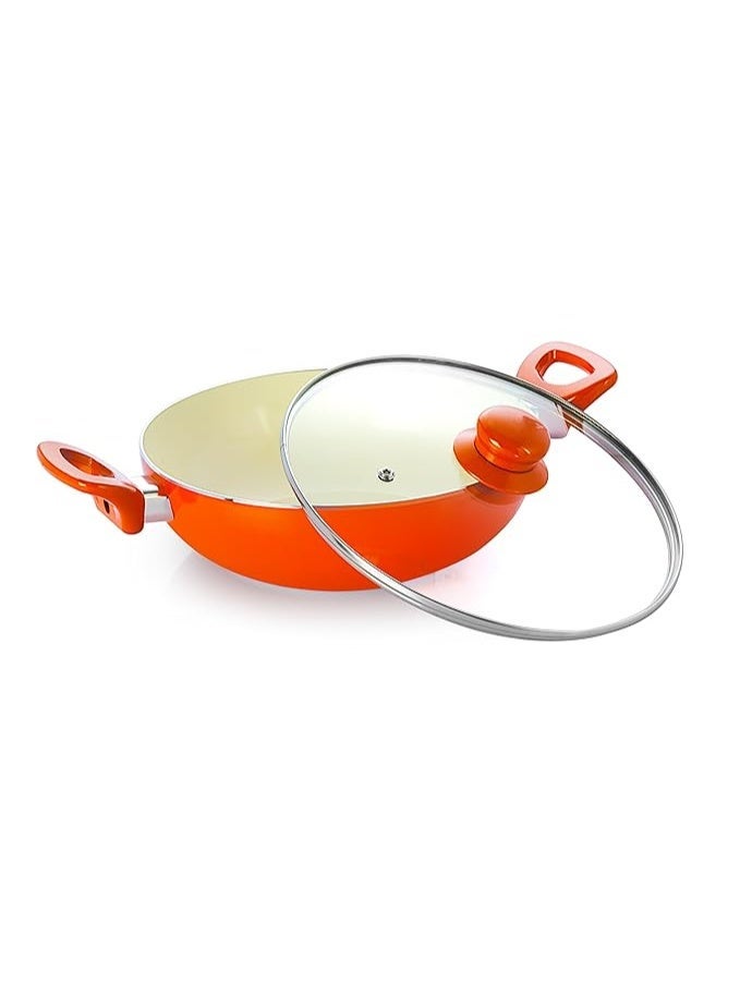 Nirlon 5 Layer Non-Stick Ceramic Coated Aluminium Cookware Set (2 Piece Set)1 Deep Kadai With Glass Lid 2Ltr, 1 Deep Casserole 2Ltr - Image 2