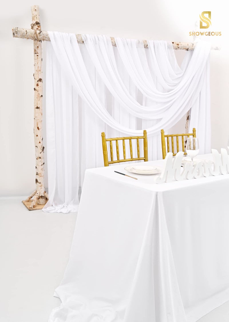 Showgeous Wedding Arch Draping Fabric, 4 Panels 28" x 32ft White Chiffon Wedding Arch Drapes for Ceremony & Reception - Image 5
