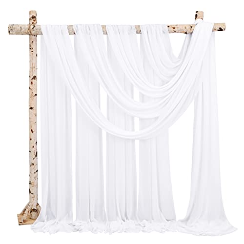 Showgeous Wedding Arch Draping Fabric, 4 Panels 28" x 32ft White Chiffon Wedding Arch Drapes for Ceremony & Reception - Image 2