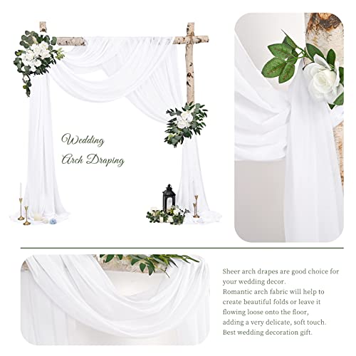 Showgeous Wedding Arch Draping Fabric, 4 Panels 28" x 32ft White Chiffon Wedding Arch Drapes for Ceremony & Reception - Image 3
