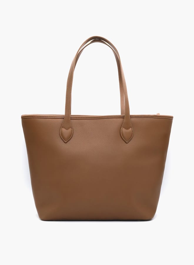 V Italia Solid Tote Bag with Double Handle and Pouch  - Image 4
