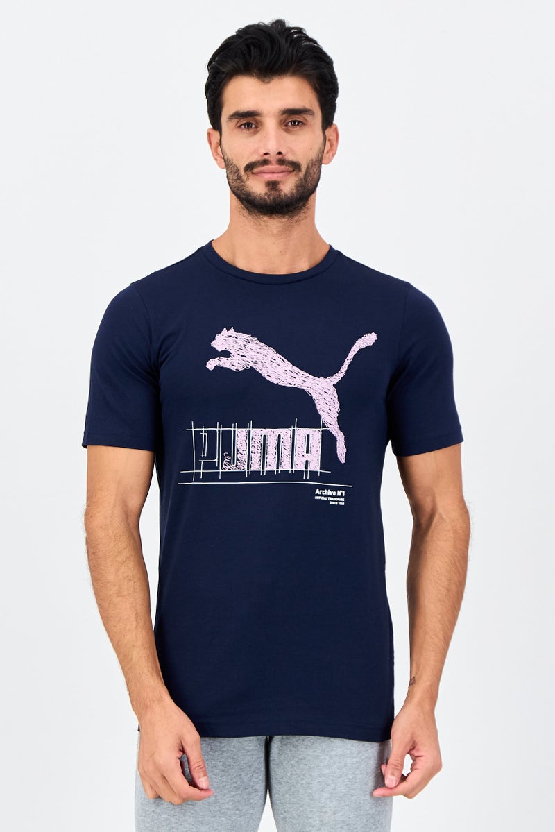 PUMA Men Sportswear Fit Short Sleeve Outdoor T-Shirt, Navy - Image 1