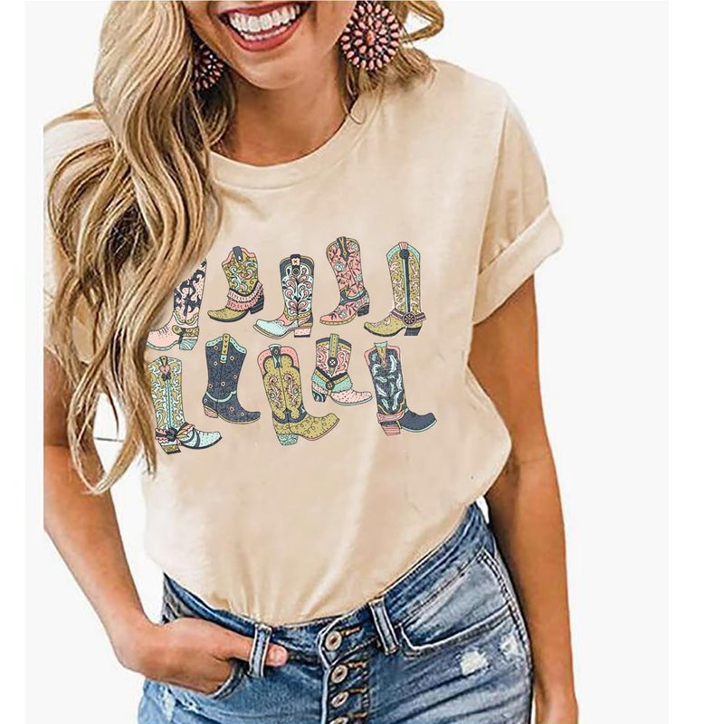Yuaelria Cowboy Take Me Away T-Shirt for Women Western Cowboy Vintage Graphic Tees Travel Tops(Large,Beige-01) - Image 4