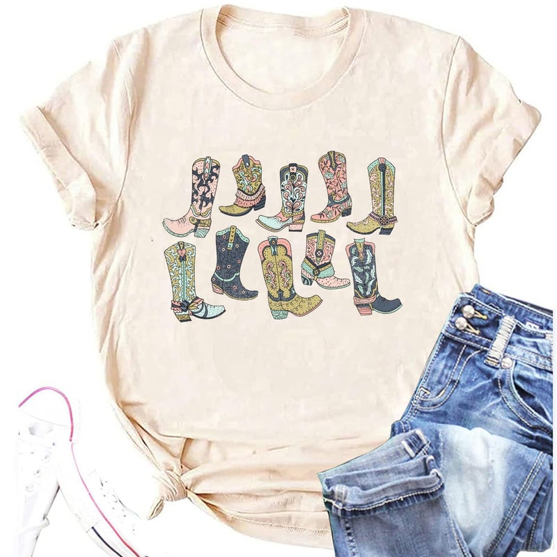 Yuaelria Cowboy Take Me Away T-Shirt for Women Western Cowboy Vintage Graphic Tees Travel Tops(Large,Beige-01) - Image 1