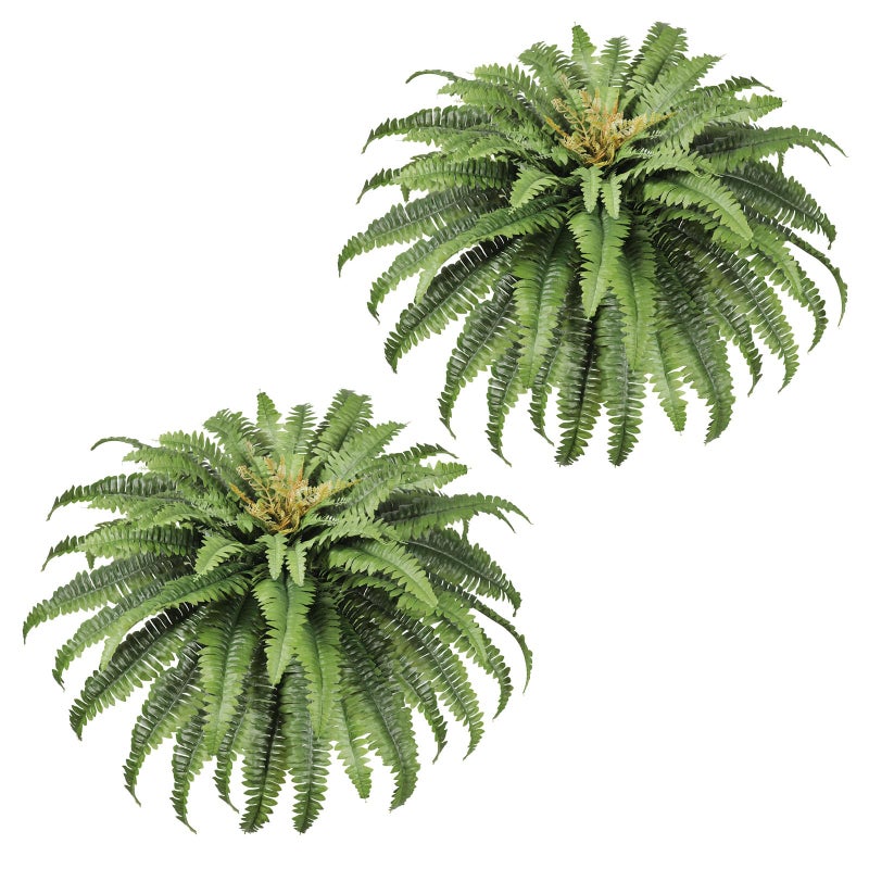 Galebeiren Artificial Ferns for Outdoors, 45" Large Faux Ferns 63 Fronds Fake Boston Fern Plant for Planter Garden Home Yards Farmhouse Decor 2 PCS Dark Green - Image 1