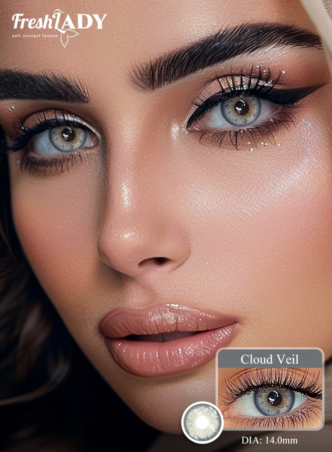 سيدة جديدة عدسات فريش ليدي كلاود فيل 14.00 ملم – عدسات ملونة، تدوم لسنة، للاستعمال اليومي  - Image 2