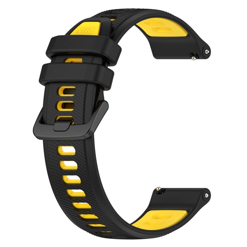 S-TOP For Garmin Vivoactive 4 22mm Sports Two-Color Silicone Watch Band(Black+Yellow) - Image 2