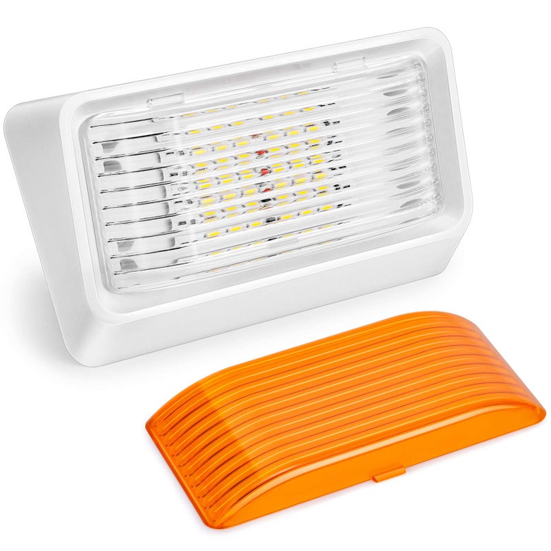 Kohree 320Lumen LED RV Porch Light Exterior Utility Light 12v Lighting Fixture Replacement Lighting for RVs Trailers Campers 5th Wheels White Base Clear and Amber Lenses Included