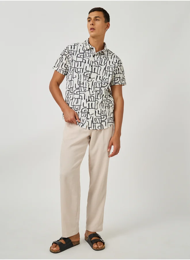 ستايلي Styli All-Over Print Short Sleeve Regular Fit Shirt