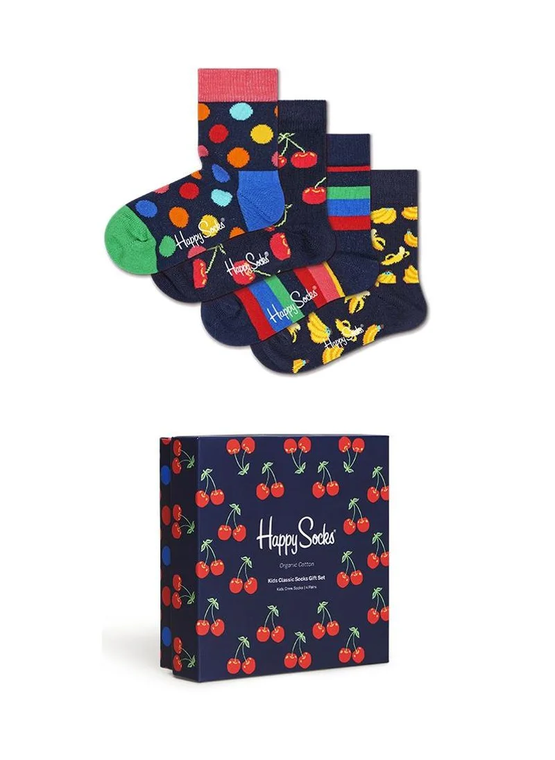 Happy Socks Kids 4 Pack Classic Crew Socks