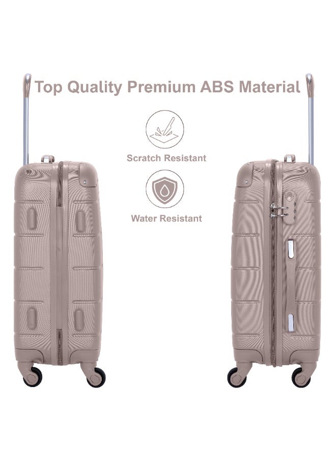 SENATOR Hard Case Travel Bag Cabin Luggage Trolley ABS Lightweight Suitcase with 4 Spinner Wheels A1012 Khaki - Image 3