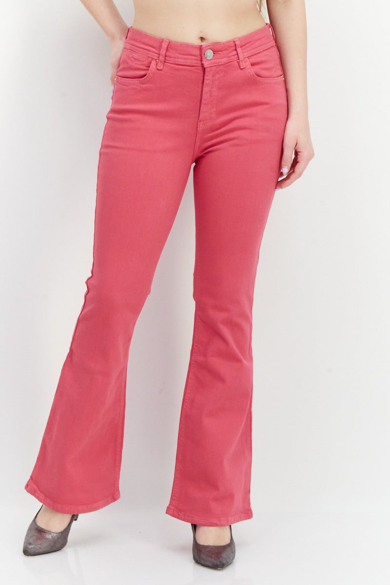 RIVER ISLAND Women Wide Leg Stretchable Short Denim Pants, Pink  - Image 1