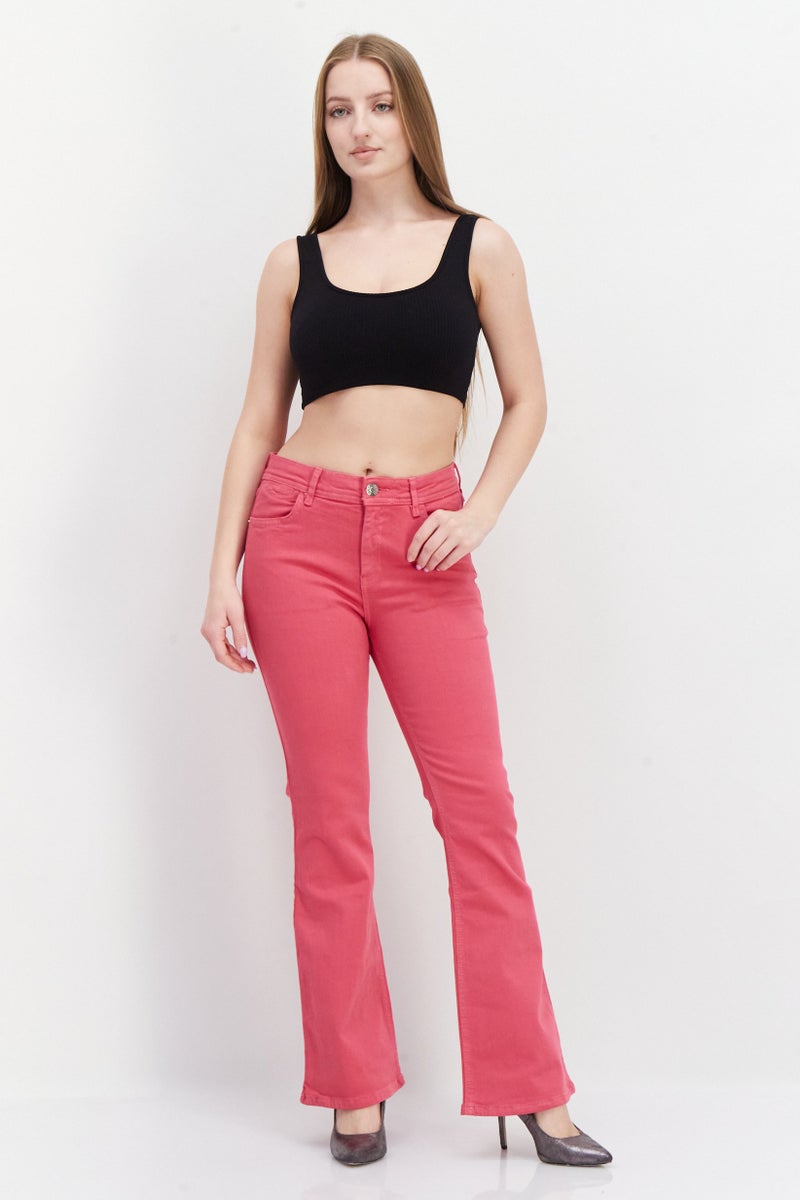 RIVER ISLAND Women Wide Leg Stretchable Short Denim Pants, Pink  - Image 3
