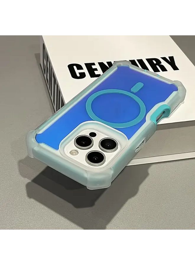 Premium Magnetic Laser Shimmering Armor Case For iPhone 13 Black Wireless Charging Dual Layer Protection - Image 5