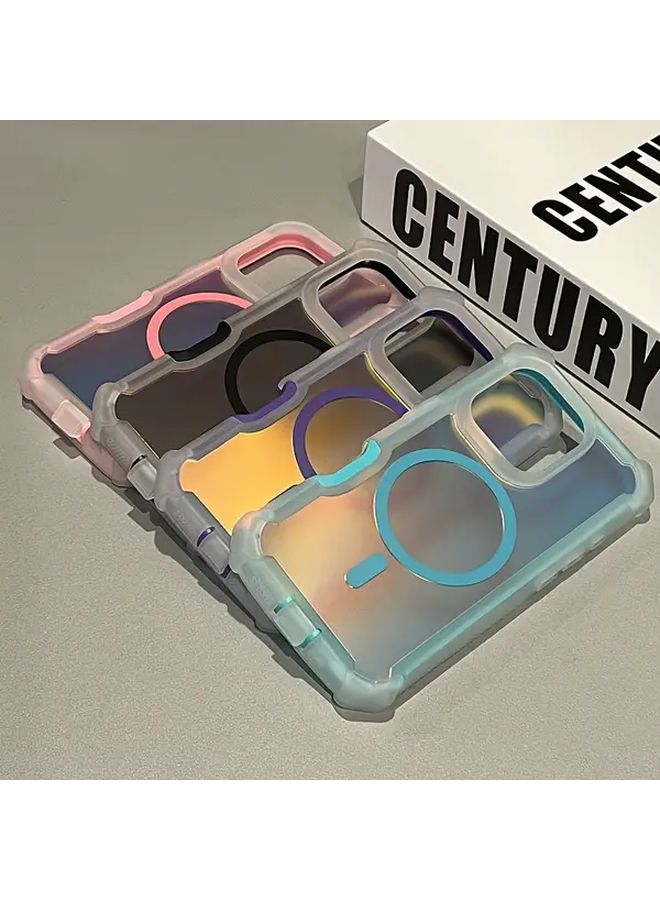 Premium Magnetic Laser Shimmering Armor Case For iPhone 13 Black Wireless Charging Dual Layer Protection - Image 2