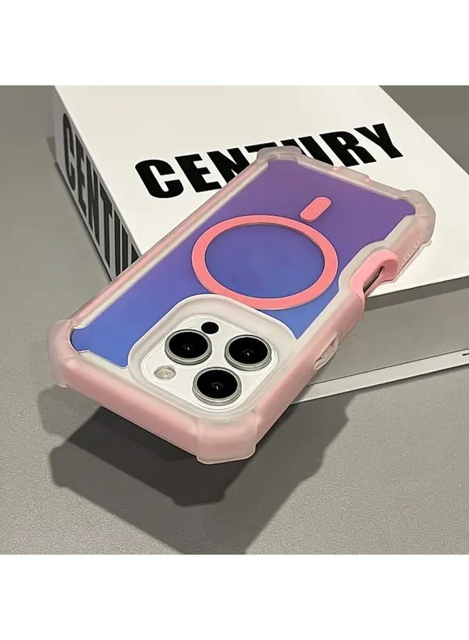 Premium Magnetic Laser Shimmering Armor Case For iPhone 13 Black Wireless Charging Dual Layer Protection - Image 3