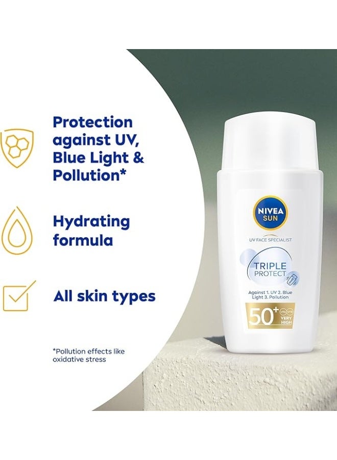 نيفيا واقي شمس متخصص للوجه، حماية ثلاثية بعامل حماية من الشمس 50+، 40 مل - Image 3