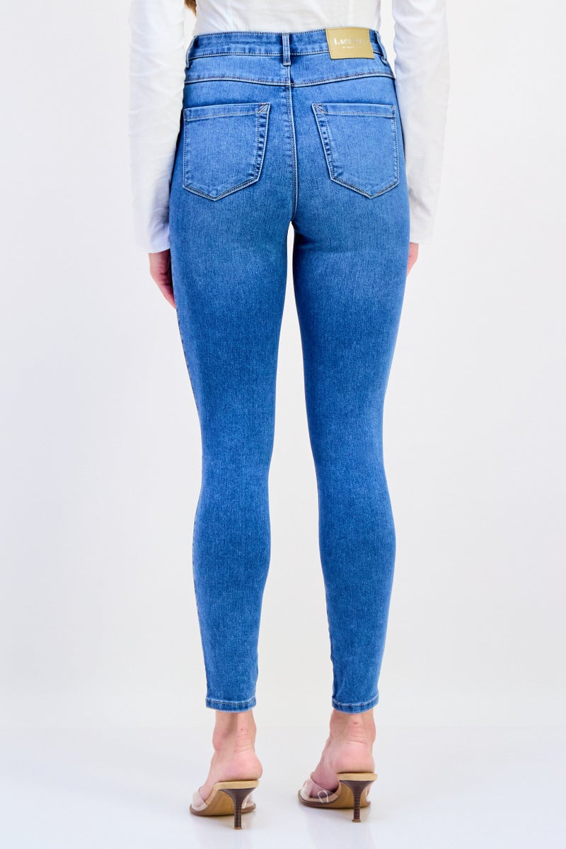 VERO MODA I Scenery by Vero Moda Women Skinny Fit Washed Stretchable Jeans, Mid Blue - Image 3