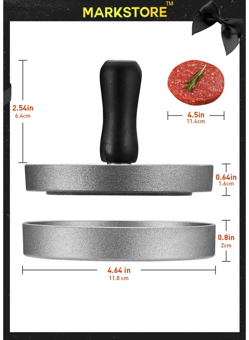 MARK STORE Hamburger Press Patty Maker For Burger Press, Stuffed Burgers, Beef Patties, BBQ Grill Tool for Cooking - Stainless Steel with ABS Handle, 11.5cm Aluminum Mold - Image 2