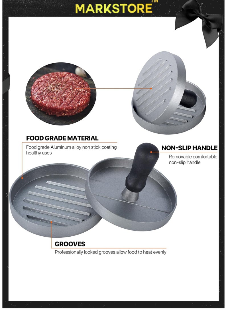 MARK STORE Hamburger Press Patty Maker For Burger Press, Stuffed Burgers, Beef Patties, BBQ Grill Tool for Cooking - Stainless Steel with ABS Handle, 11.5cm Aluminum Mold - Image 5