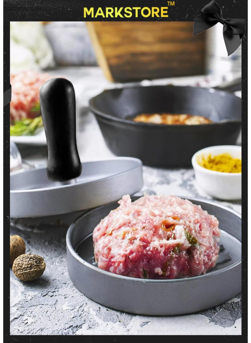 MARK STORE Hamburger Press Patty Maker For Burger Press, Stuffed Burgers, Beef Patties, BBQ Grill Tool for Cooking - Stainless Steel with ABS Handle, 11.5cm Aluminum Mold - Image 4