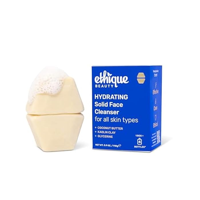 Ethique Hydrating - Solid Face Cleanser for All Skin Types - Plastic-Free, Vegan, Cruelty-Free, 3.9 oz (Pack of 1: 2 bars) - Image 1