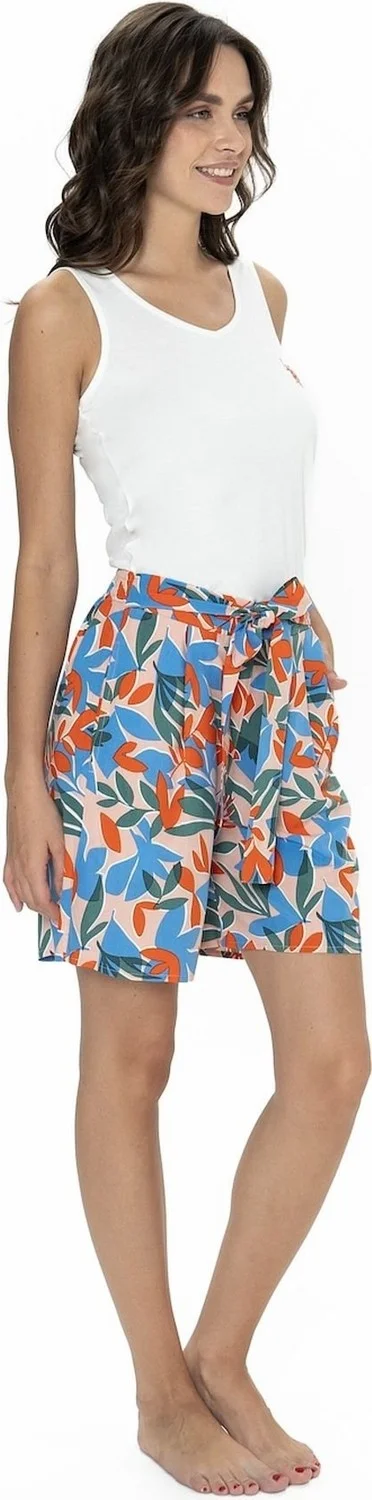 U.S. Polo Assn. 20098 Women's Thick Strappy Crew Neck Shorts Pajama Set-Ecru