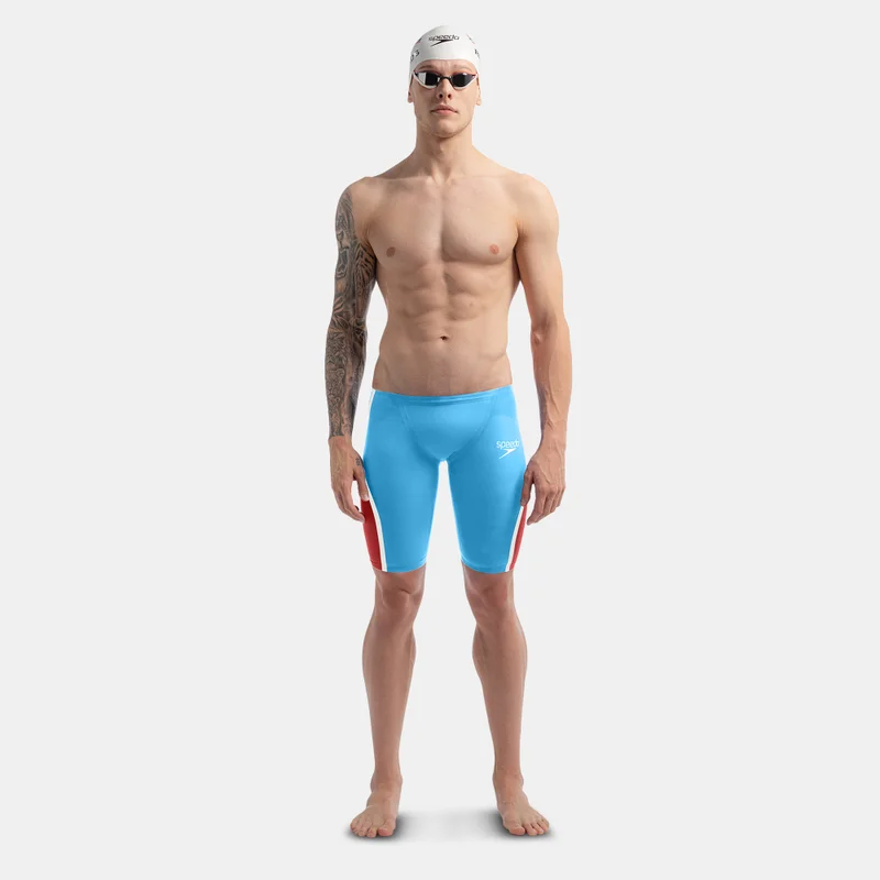 speedo Sky Blue / Coral Red / White Men's Fastskin LZR Pure Intent 2.0 Swimming Jammers for Men | Best Price UAE
