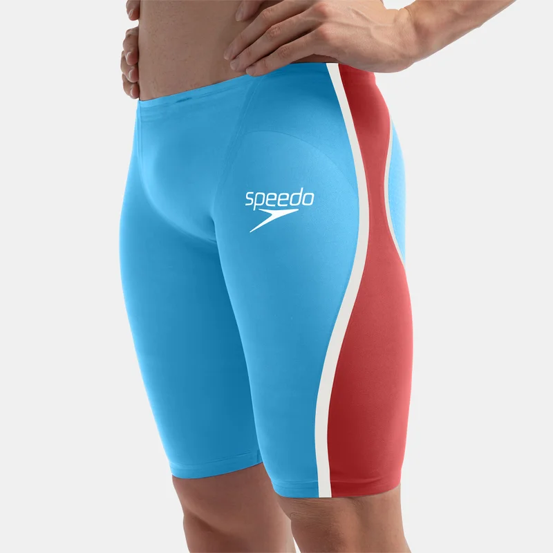 speedo Sky Blue / Coral Red / White Men's Fastskin LZR Pure Intent 2.0 Swimming Jammers for Men | Best Price UAE