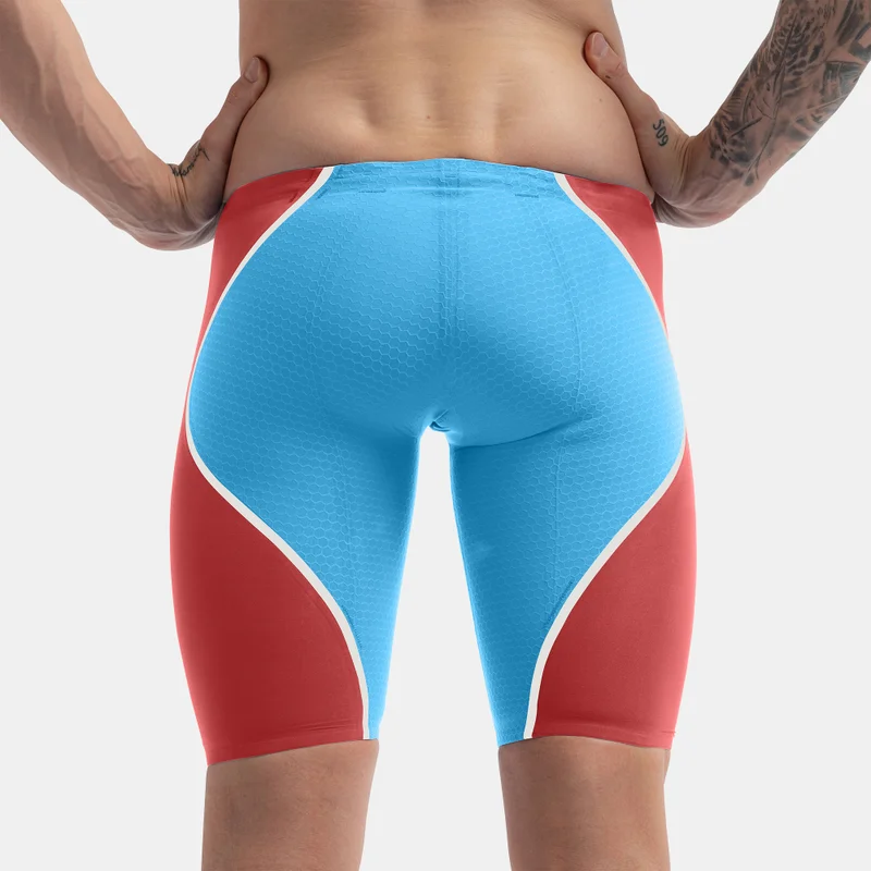 speedo Sky Blue / Coral Red / White Men's Fastskin LZR Pure Intent 2.0 Swimming Jammers for Men | Best Price UAE