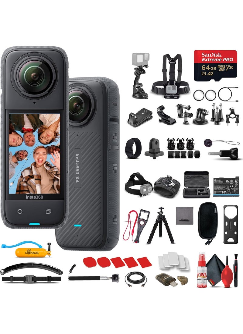 Insta360 Insta360 X4  Waterproof 360 8K Action Camera with 48MP Sensor 57K 360 Video 72MP 360 Photo AI Editing for Content Creators Sports Travel Outdoors  50in1 Accessory Kit  64GB Card  More  - Image 1