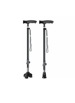 Cool Baby COOLBABY Elderly Cane Carbon Ultra-light Telescopic Cane Multi-function Cane Light Self-standing Cane With LED Light Magnet Massage Handle Cane  - Image 1