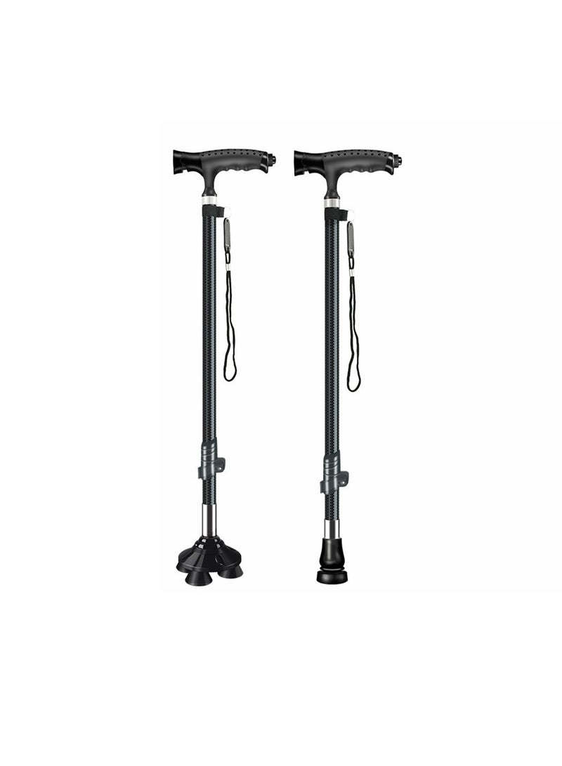 Cool Baby COOLBABY Elderly Cane Carbon Ultra-light Telescopic Cane Multi-function Cane Light Self-standing Cane With LED Light Magnet Massage Handle Cane - Image 1