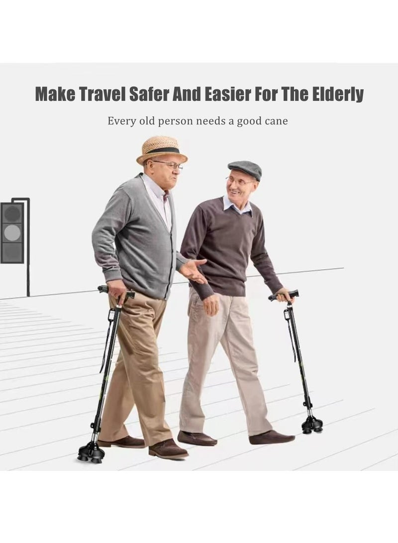 Cool Baby COOLBABY Elderly Cane Carbon Ultra-light Telescopic Cane Multi-function Cane Light Self-standing Cane With LED Light Magnet Massage Handle Cane - Image 3