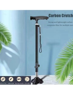 Cool Baby COOLBABY Elderly Cane Carbon Ultra-light Telescopic Cane Multi-function Cane Light Self-standing Cane With LED Light Magnet Massage Handle Cane  - Image 4