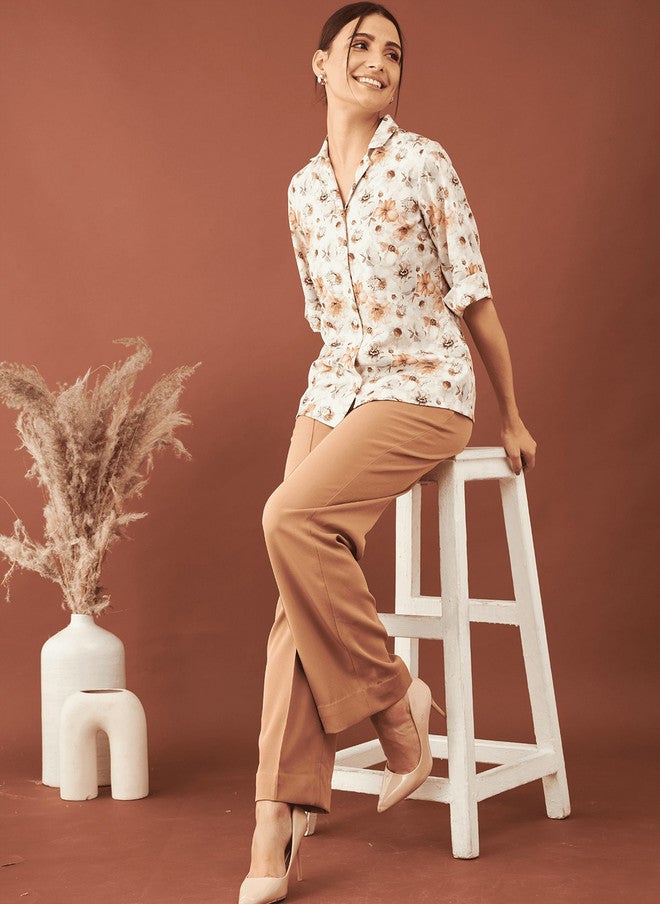 SALT ATTIRE Spread Collar Short Sleeves Premium Floral Printed Regular Fit Casual Shirt - Image 5