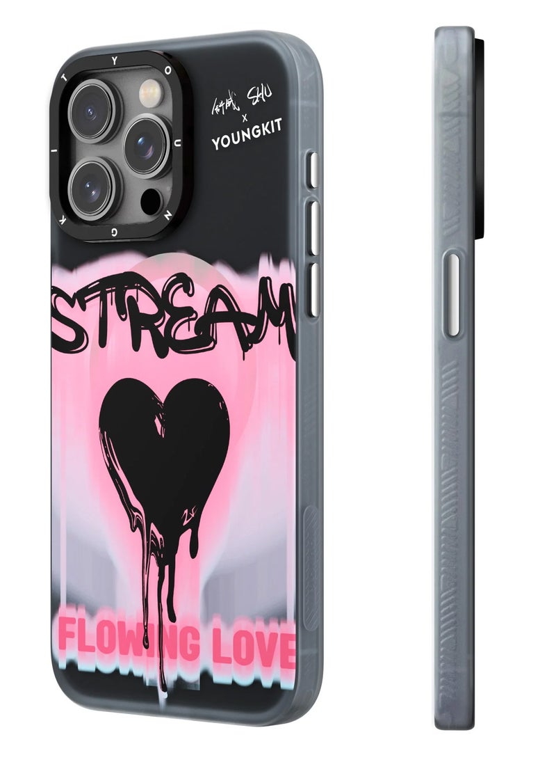 YOUNG KIT @SHU "قصة" الحب غلاف ماغسيف آبل آيفون 15 برو ماكس 6.7 بوصة سلسلة SHU - لون وردي - Image 2